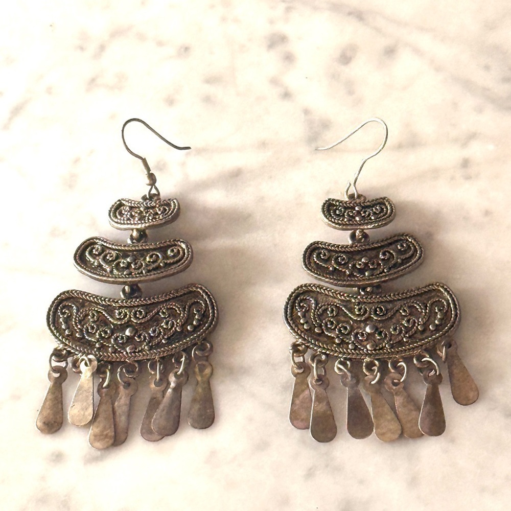 Elegant Silver Chandelier Earrings